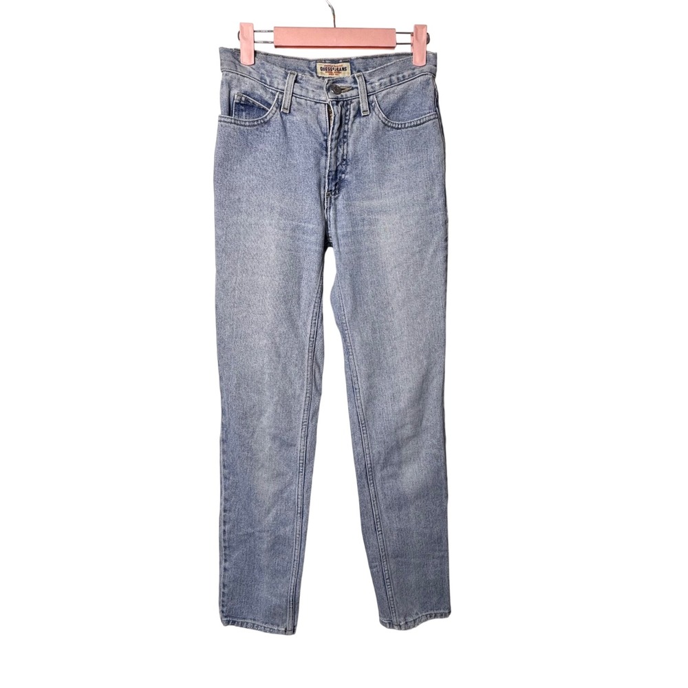 Vintage 90s Guess High Rise Straight Leg Light Wash Jeans Size 27 x 27.5"